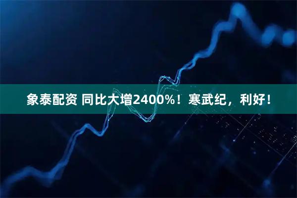 象泰配资 同比大增2400%！寒武纪，利好！