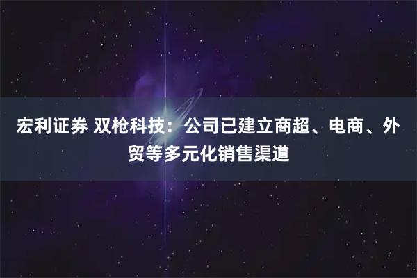 宏利证券 双枪科技：公司已建立商超、电商、外贸等多元化销售渠道